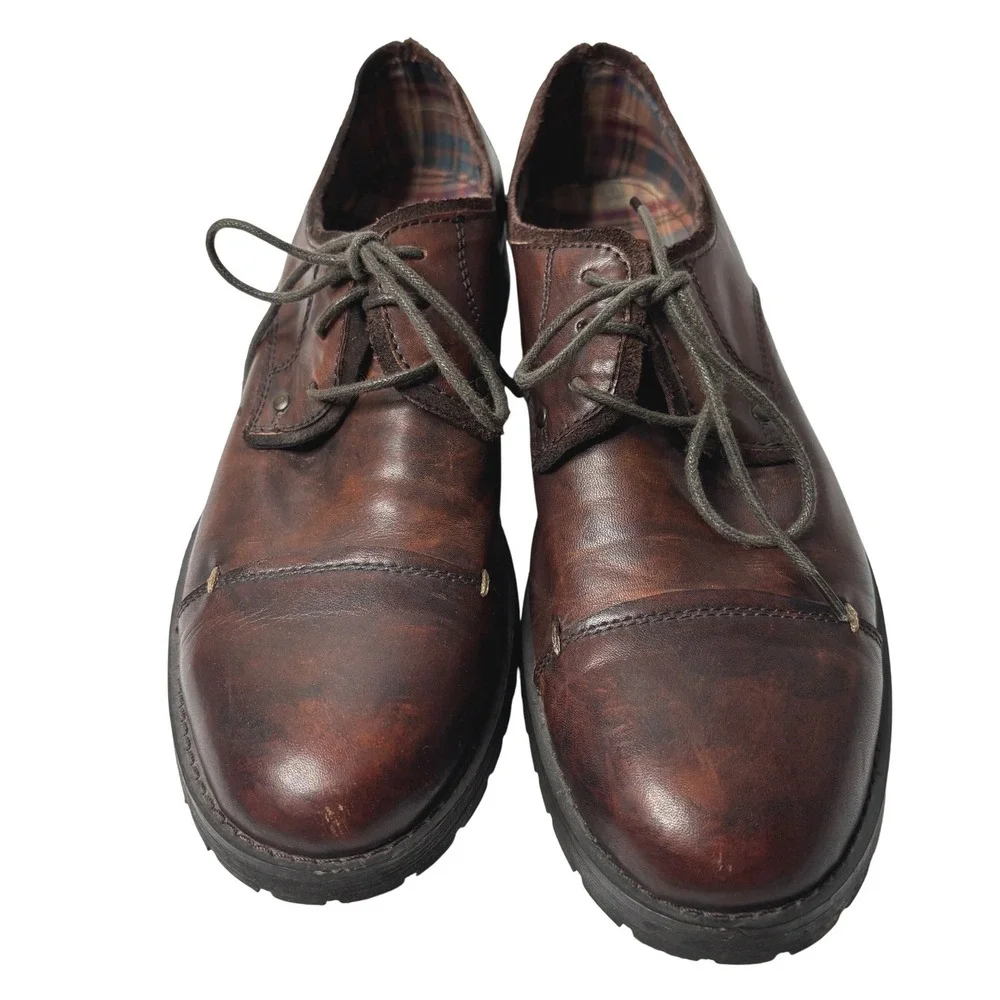 Bed Stu Volstead Mens 8.5 Oxford Cap Toe Brown Leather Dress Shoes Lace‎ Up